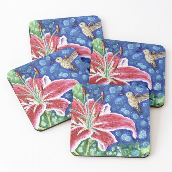 Item preview, Stargazer Lily and Hummingbird Painting designed and sold by Art by Kirsten Sneath.