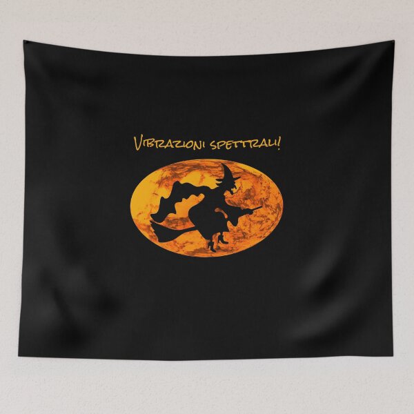 Item preview, Vibrazioni spettrali! With Picture of a Witch Riding a Broomstick Against a Pumpkin Sky Background designed and sold by FoxyParrot.