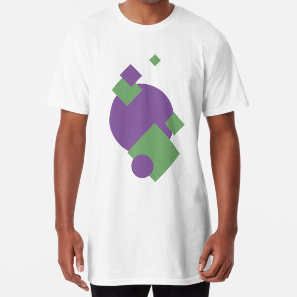 Geometric shapes - purple and green muted Long T-Shirt