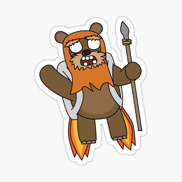 zombie ewok with a jetpack Sticker