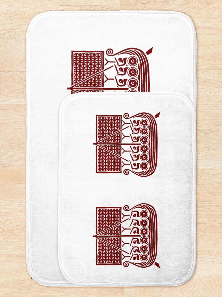 Thumbnail 5 of 6, Bath Mat, Viking Runestone Inspired Ships designed and sold by Odinist.