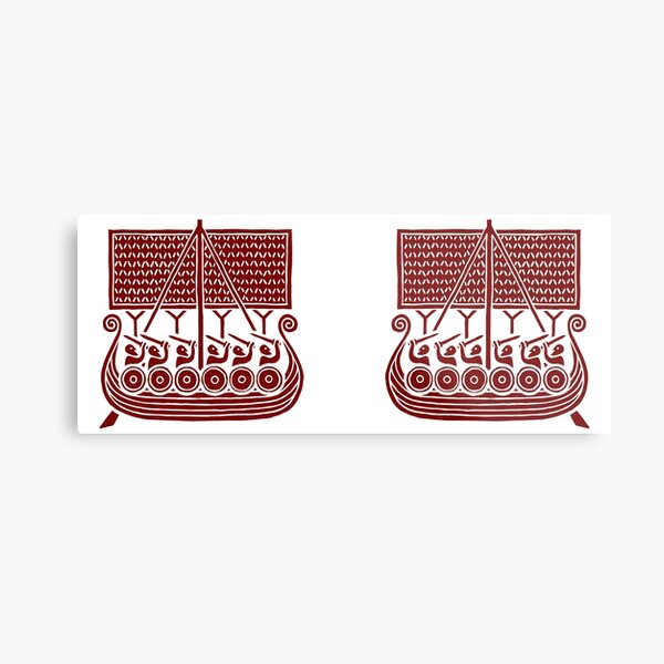 Viking Runestone Inspired Ships Metal Print