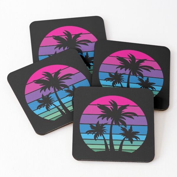 Item preview, Retro 80s and 90s Tropical Beach Style Palm Tree Sunset Design designed and sold by hobrath.