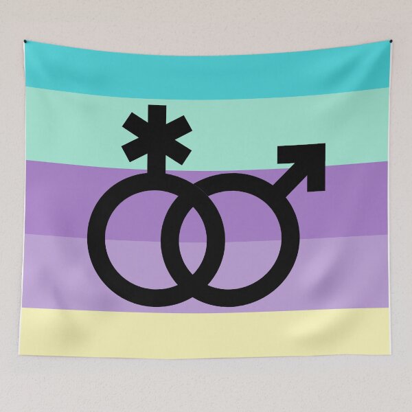 Item preview, mlnb, interlocking symbols over astroidian flag designed and sold by Skyler Orion X.