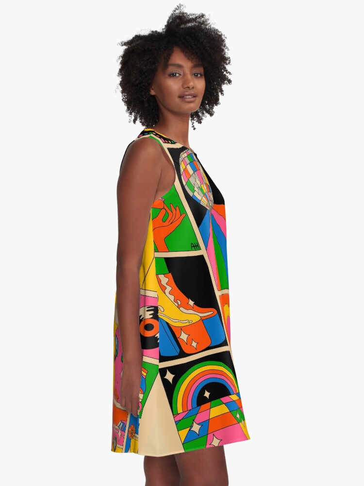 Thumbnail 2 of 4, A-Line Dress, Disco mood designed and sold by MissPennyLane.