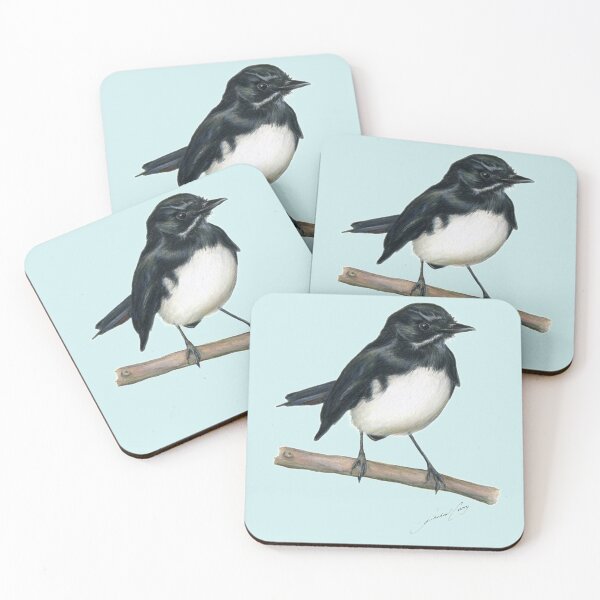 Item preview, Willie Wagtail bird art with signature. Lovely little black and white bird gifts! designed and sold by RachaelCurryArt.
