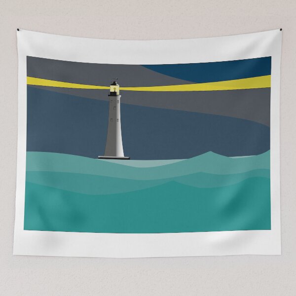 Item preview, Wolf Rock Lighthouse at night designed and sold by CoastPicsDesign.