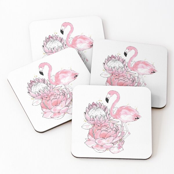 Artikelvorschau, Flamingo mit Blumen | Pfingstrose Protea und ein Flamingo entworfen und verkauft von EPOOCH.