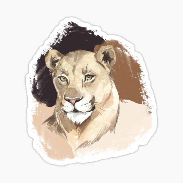 Item preview, Watercolor Lioness Wild Cats Art designed and sold by FiveDucklings.