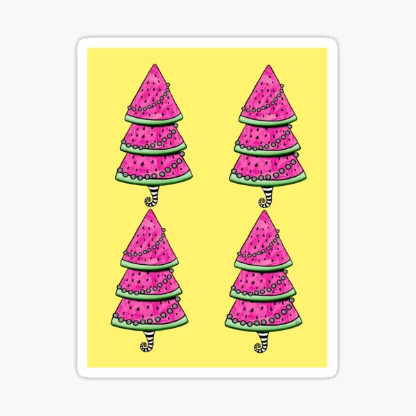 Aussie Xmas Design on Yellow #1 Watermelon Tree with Presents Sticker
