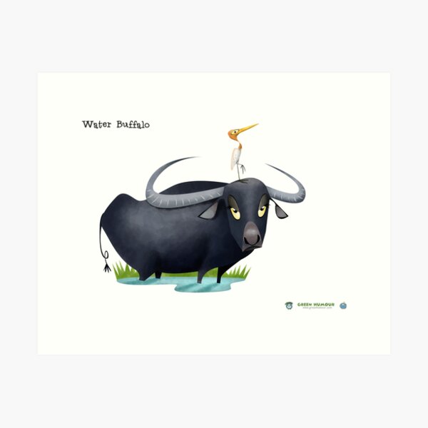 Item preview, Asiatic Water Buffalo Caricature designed and sold by Green Humour.