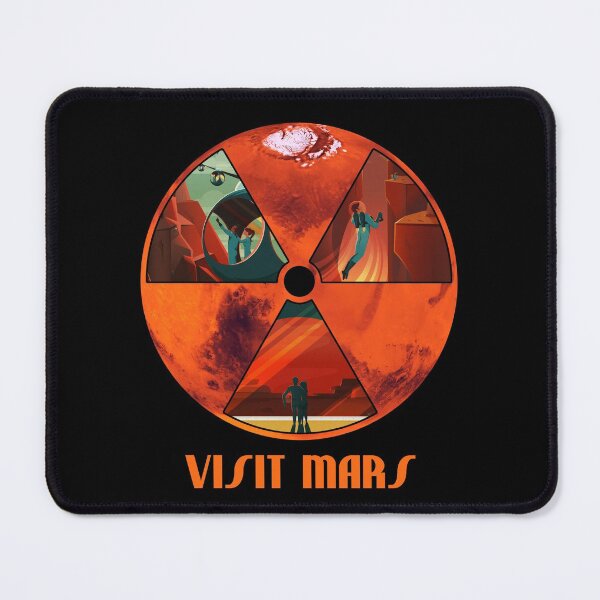 Item preview, Visit Mars triptych space tourism poster retro designed and sold by SolidEarthArt.