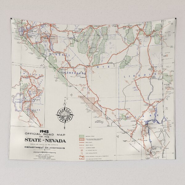 Item preview, 1942 Vintage Map of Nevada State designed and sold by Gin  Neko.