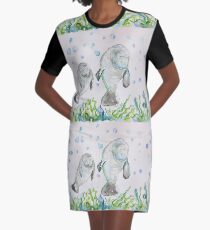 Mother Manatee and baby by Liz H Lovell Graphic T-Shirt Dress