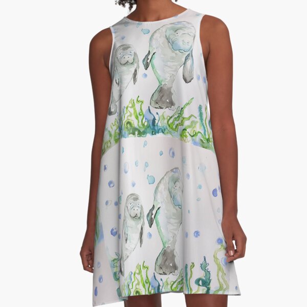 Mother Manatee and baby by Liz H Lovell A-Line Dress