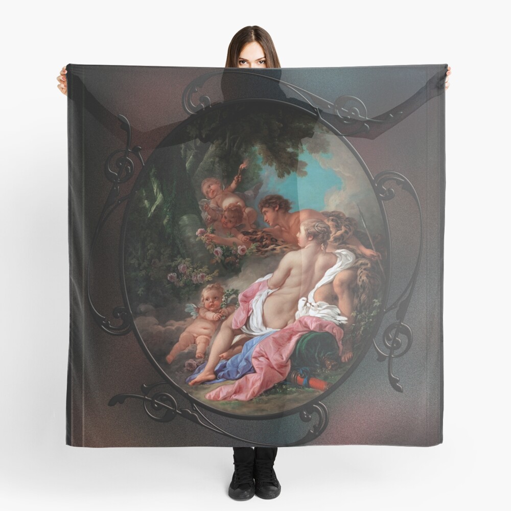 Angelica and Medoro by François Boucher - Eternal Love 2 Angelica and Medoro by François Boucher Classical Art Xzendor7 Old Masters Reproductions Decorative Art Print Ladies Scarf