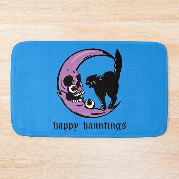 Item preview, Retro Halloween Black Kitty with Purple Moon - Happy Hauntings designed and sold by hardscuffle.