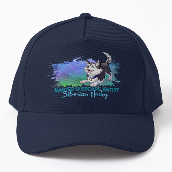Siberian Husky Dog w Job - The Master Escape Artist (Black) Baseball Cap