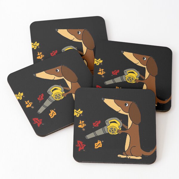 Item preview, Funny Dachshund Dog using Leaf Blower Cartoon designed and sold by Nature's Fancy.
