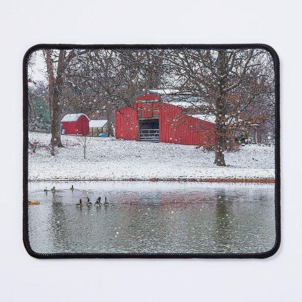 Item preview, Red Barn In Snow Painterly designed and sold by mljdwhite.