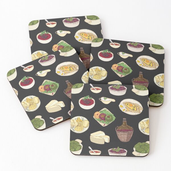 Item preview, Assorted Georgian Food Pattern - Khachapuri, Khinkali, Badrijani, Dolma, Kharcho, Wine and Cheese designed and sold by Alicia Chee.