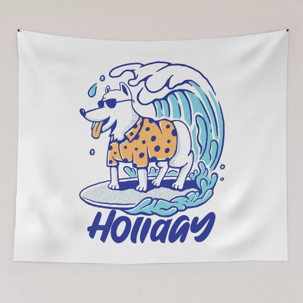 Artikelvorschau, Hund auf Surfbrett, Surfer Happy Dog entworfen und verkauft von PlusPlayStore.