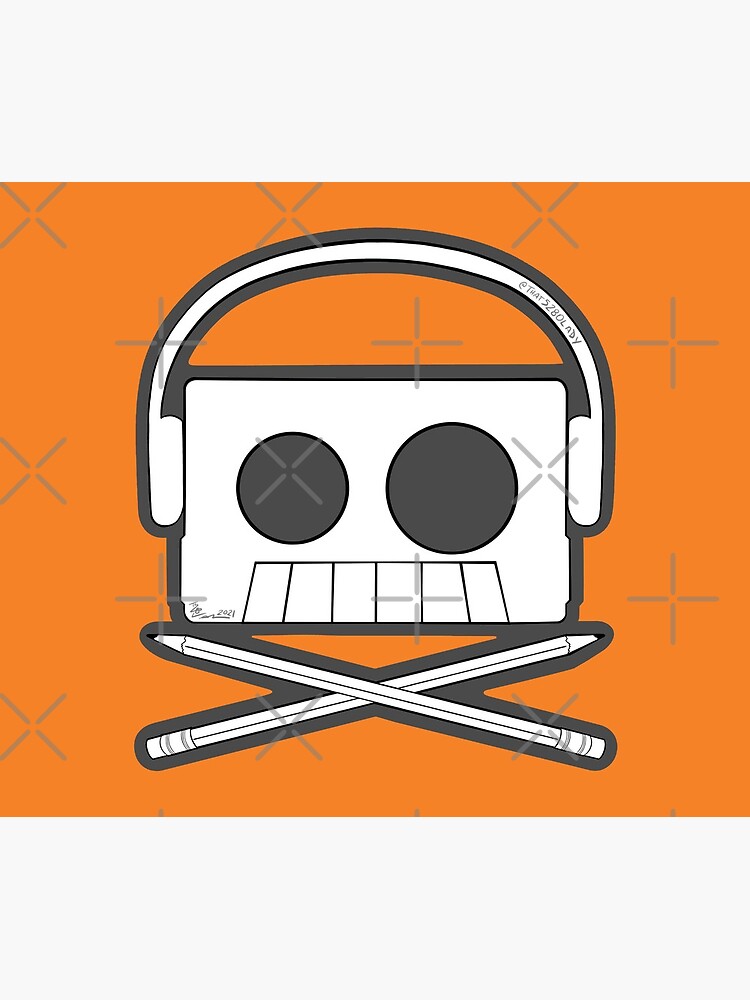 X Marks The Beats - Cassette Skull and pencil cross bones orange by that5280lady