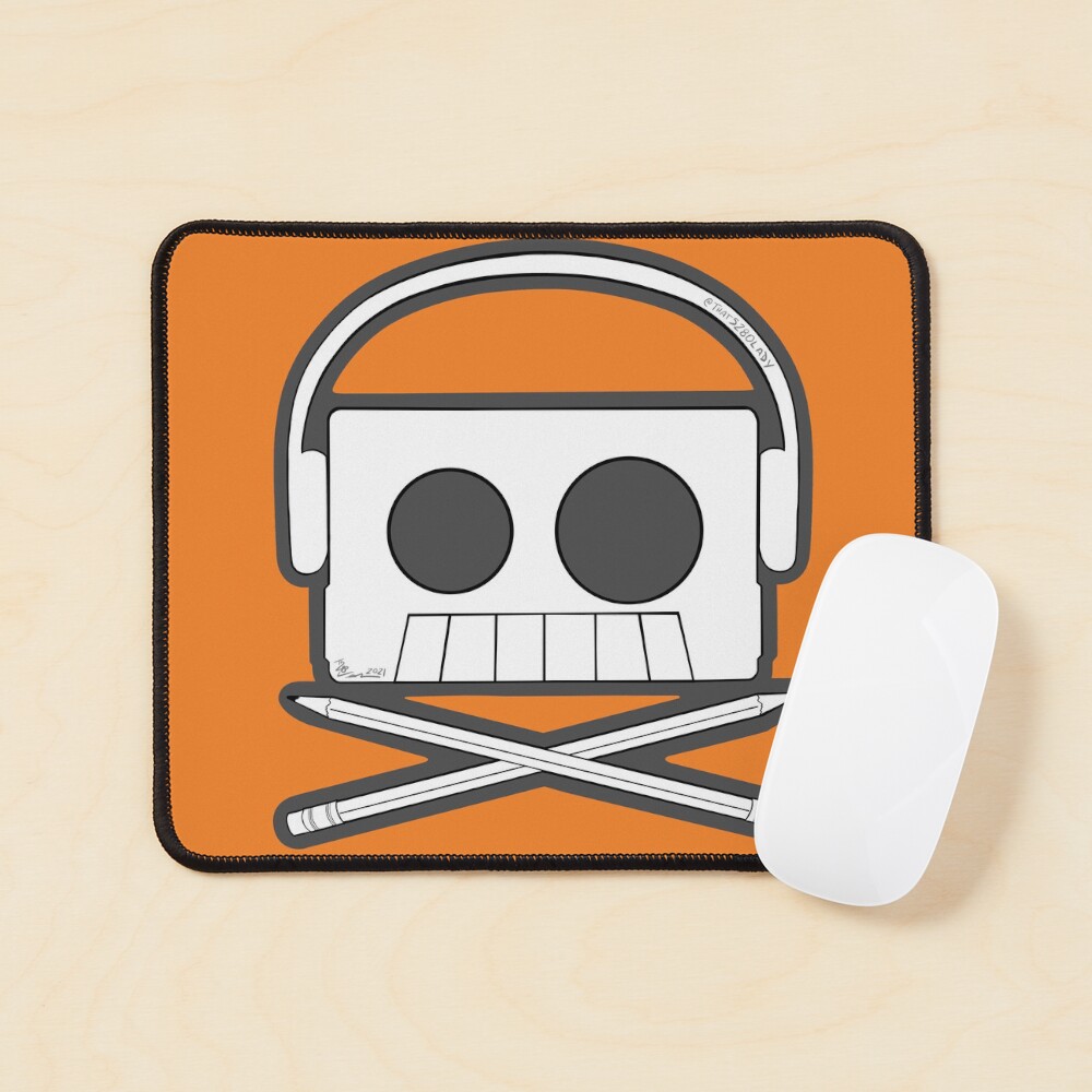 X Marks The Beats - Cassette Skull and pencil cross bones orange Mouse Pad