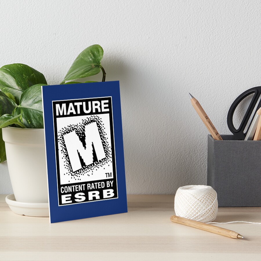 esrb-mature-rating-logo-art-board-print-for-sale-by-rubencrm-redbubble