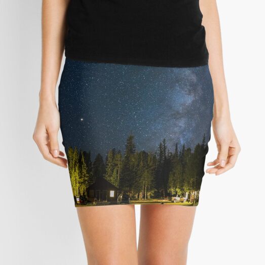 Green Trees and White House Under Blue Sky During Night time Mini Skirt