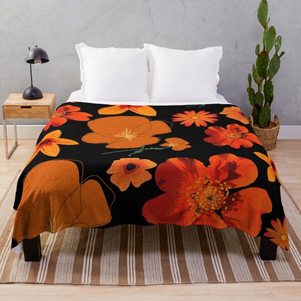 Item preview, Orange California Poppy Thunbergia Flower Pattern designed and sold by ModkMerch.