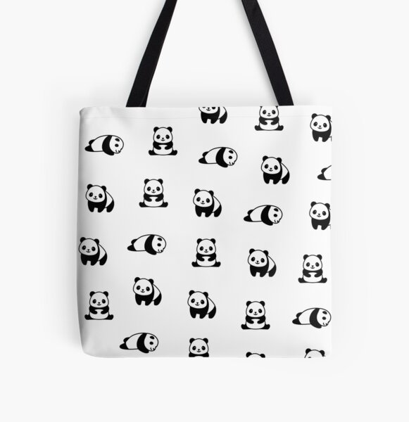 Three Pandas All Over Print Tote Bag