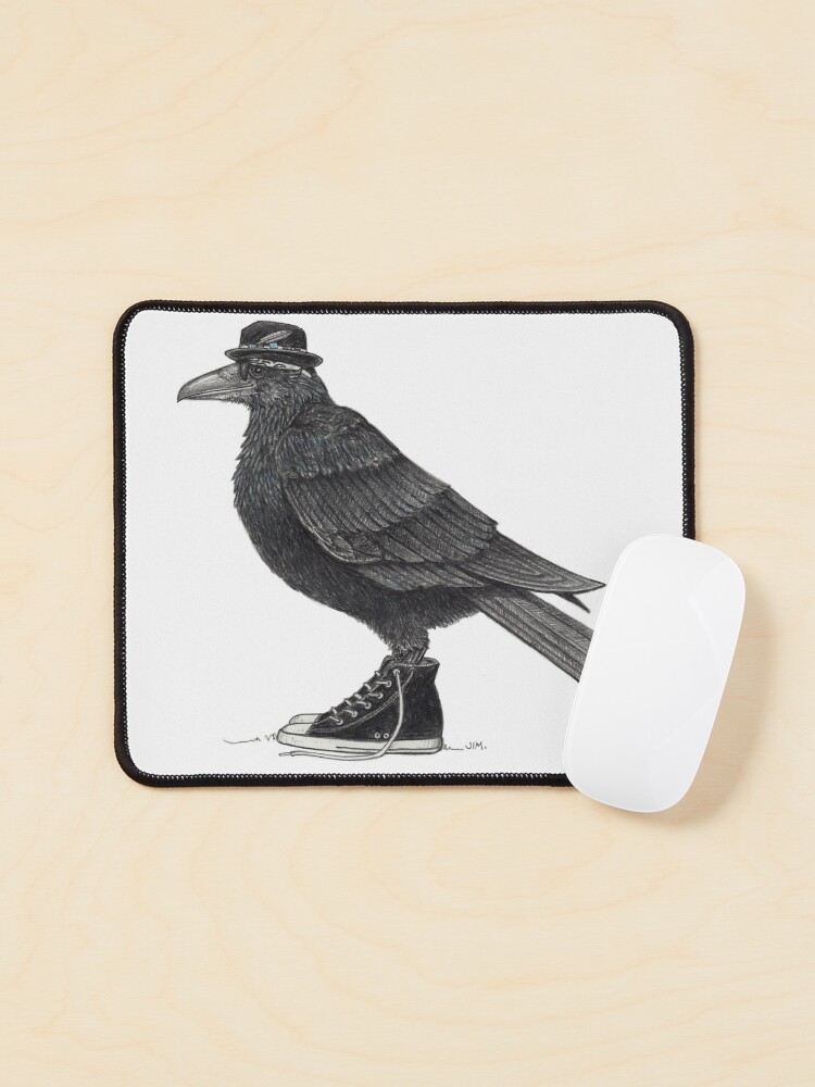 Thumbnail 1 of 5, Mouse Pad, Cody Blackbird in high tops designed and sold by JimsBirds.