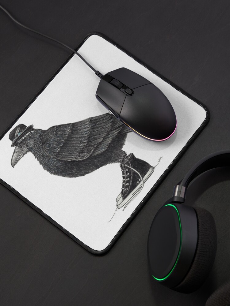 Thumbnail 4 of 5, Mouse Pad, Cody Blackbird in high tops designed and sold by JimsBirds.