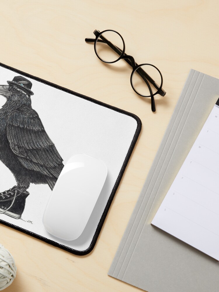 Thumbnail 3 of 5, Mouse Pad, Cody Blackbird in high tops designed and sold by JimsBirds.