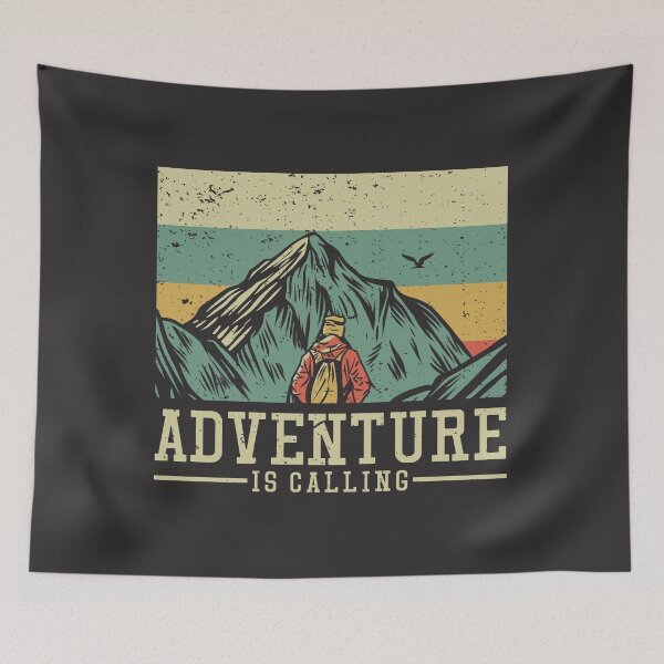 Item preview, Adventure Is Calling // Retro Mountain Hiker designed and sold by SLAG-Creative.