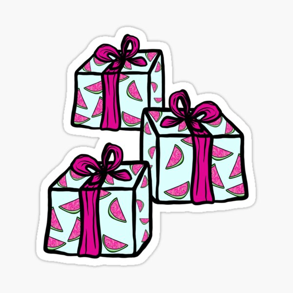Aussie Xmas Design on Yellow #3 Watermelon Wrapped Presents Sticker