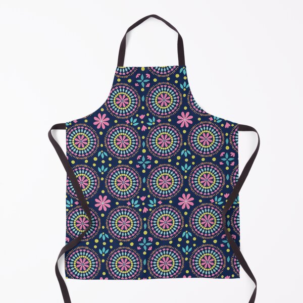 Item preview, Colorful mandalas with flowers pattern. Pink, blue, yellow, orange. Dark blue background.  designed and sold by Zendays.