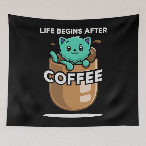 Item preview, Life begins after Coffee Coffee Cat designed and sold by Milena-.