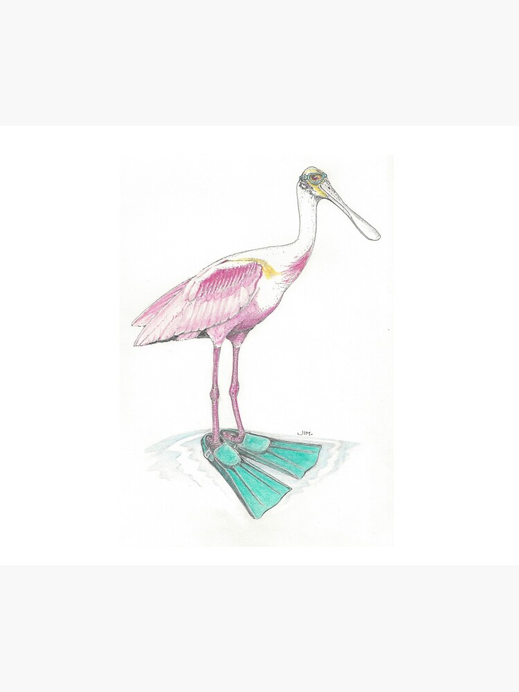 Thumbnail 5 of 5, Mouse Pad, spoonbill in swim fins designed and sold by JimsBirds.