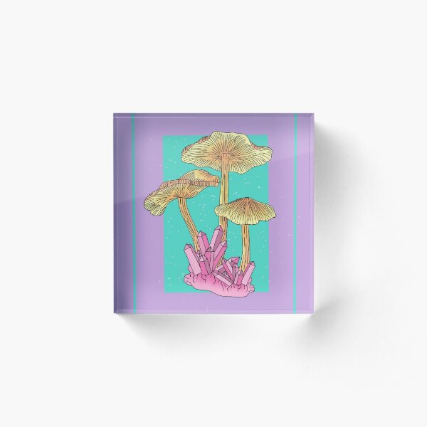 Crystal Mushrooms Acrylic Block