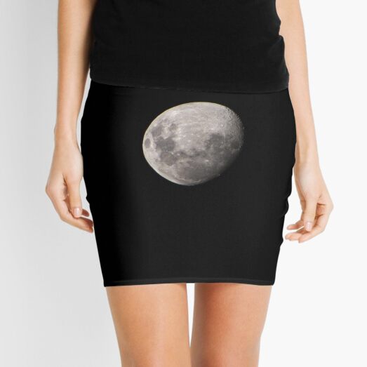 Bright Moon In Black Night Sky Mini Skirt