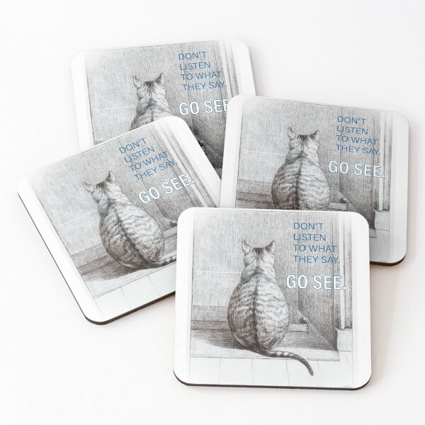 Item preview, cat sitting from behind drawing sketch with theme message designed and sold by Nikki-01.