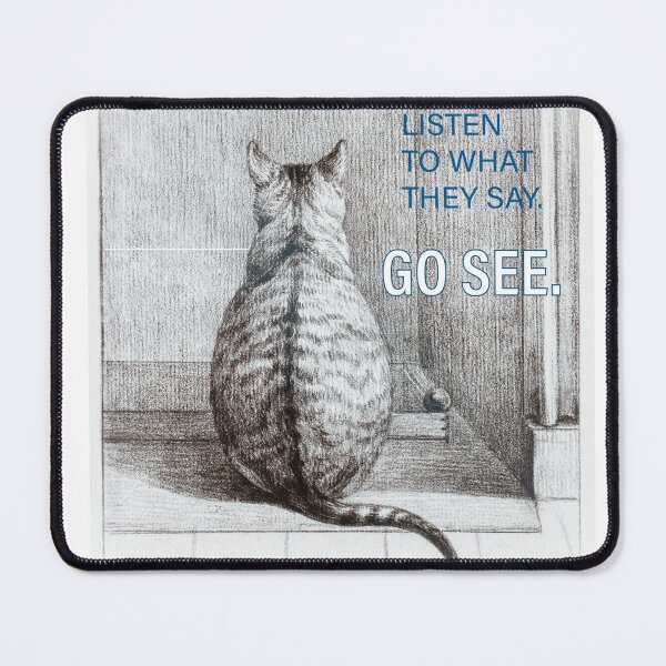 Item preview, cat sitting from behind drawing sketch with theme message designed and sold by Nikki-01.