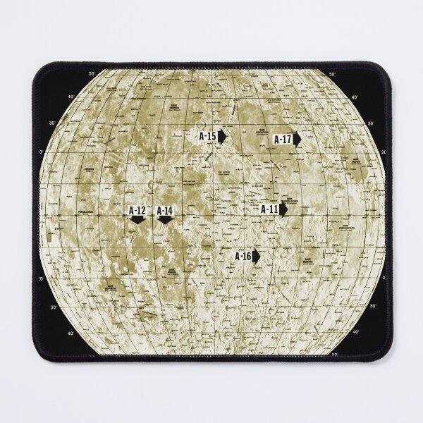 Item preview, Apollo Landing Sites Marked on a Map of the Moon designed and sold by ScienceSource.