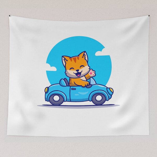 Item preview, Cute cat driving car cartoon characte designed and sold by fariz yuhdi.