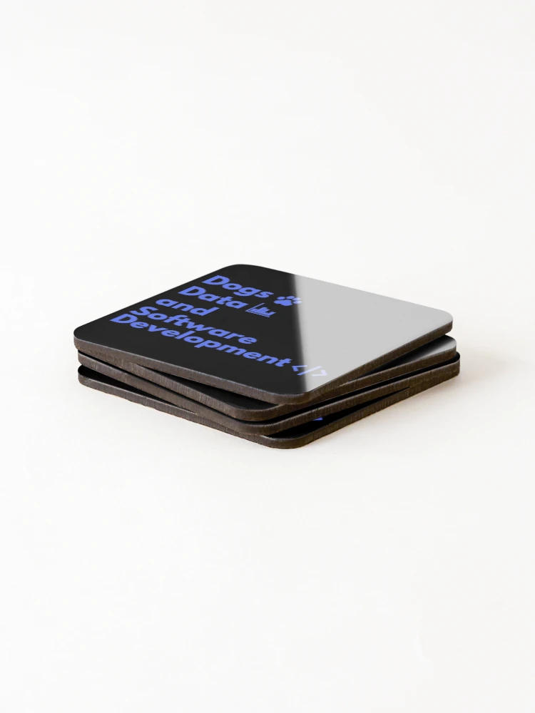 Thumbnail 4 of 5, Coasters (Set of 4), Dogs, Data and Software Development| Colorful Colorful Coding/Coder software engineer developer programmer geek coder STEM designed and sold by brinikki.