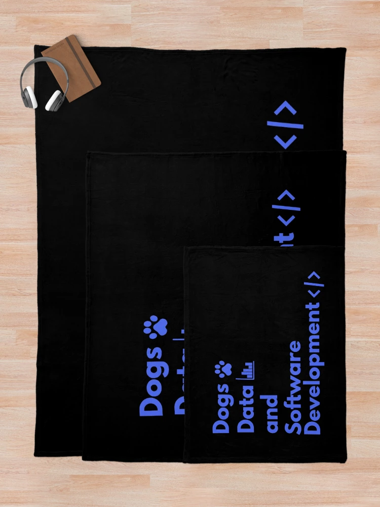 Thumbnail 5 of 6, Throw Blanket, Dogs, Data and Software Development| Colorful Colorful Coding/Coder software engineer developer programmer geek coder STEM designed and sold by brinikki.