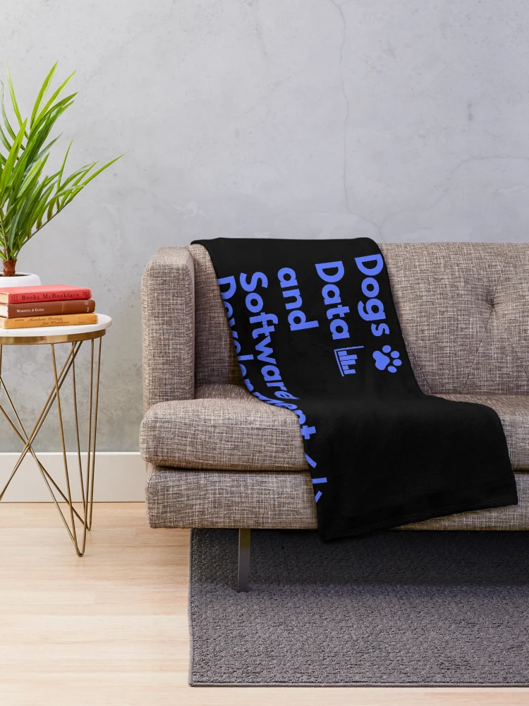 Thumbnail 2 of 6, Throw Blanket, Dogs, Data and Software Development| Colorful Colorful Coding/Coder software engineer developer programmer geek coder STEM designed and sold by brinikki.
