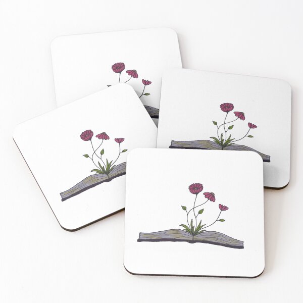 Item preview, open book growing pink flowers pretty hand draw design  designed and sold by -Lily-Anne-.